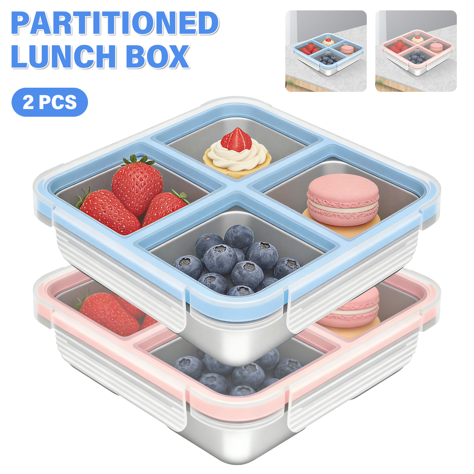 Food Prep Snacks - 2 Buah Kotak Makanan Stainless Steel