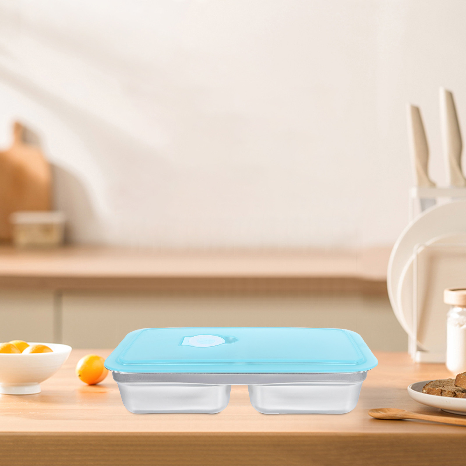 Food Prep Snacks - 2Set Wadah Makanan Ringan Dua Kompartemen