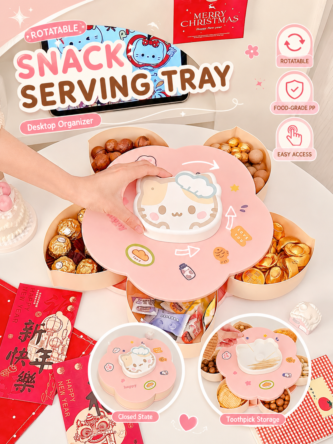 Food Snacks Items - Nampan Penyimpanan Camilan Kartun Lucu yang