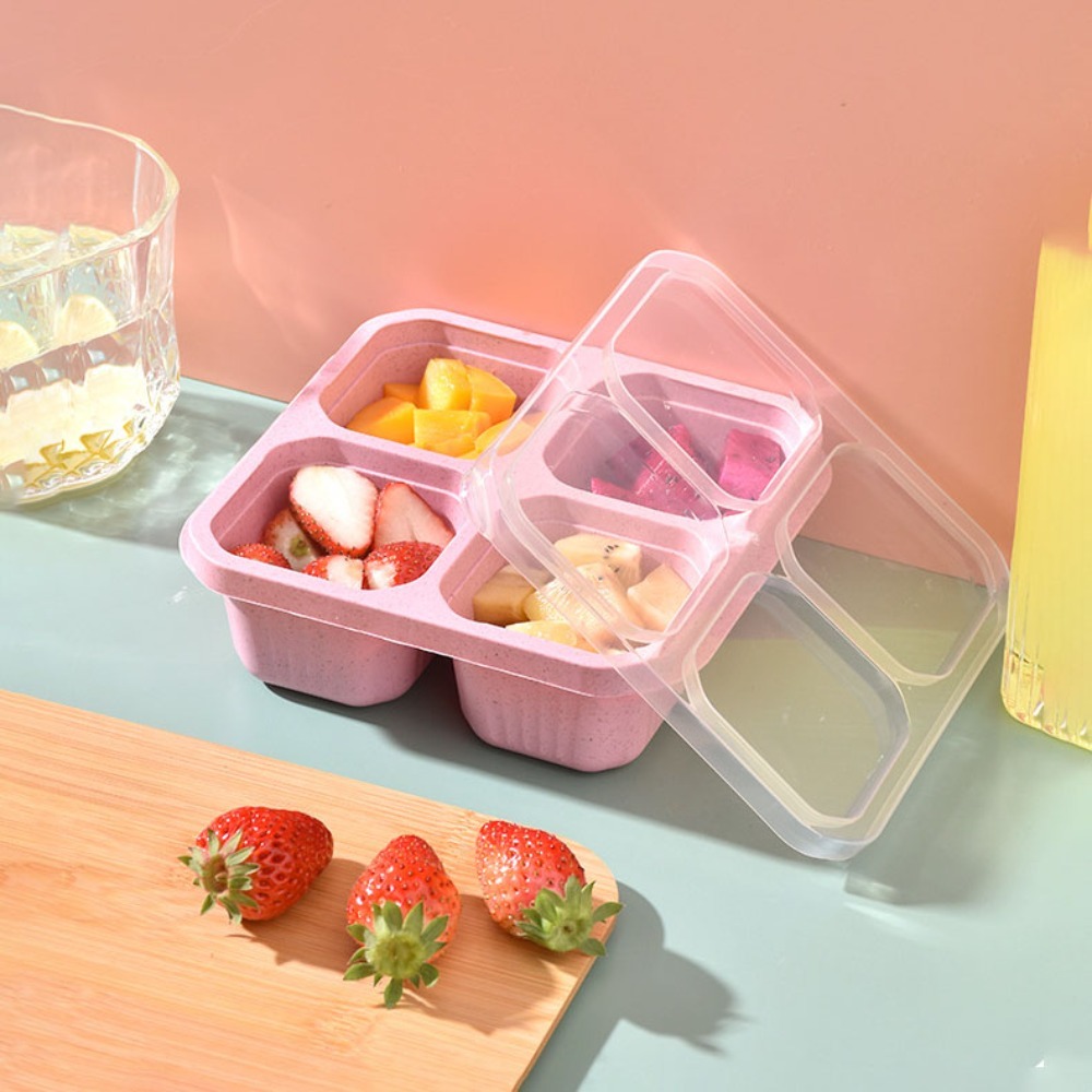 1 Buah Wadah Makanan 4 Kompart - Food Prep Snacks ulasan dan harga